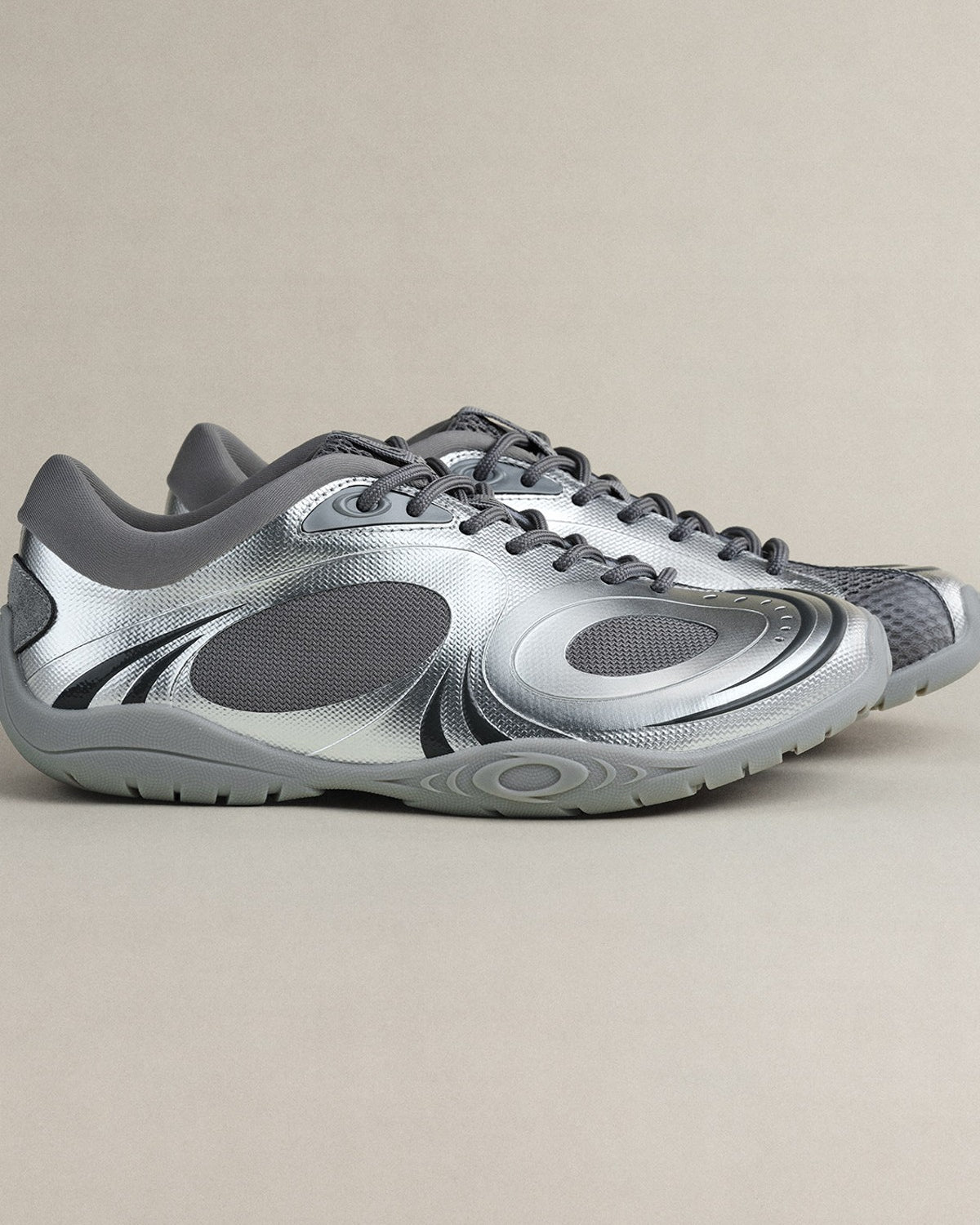 OLDORDER Metallic Chunky Track Sneakers in Silver
