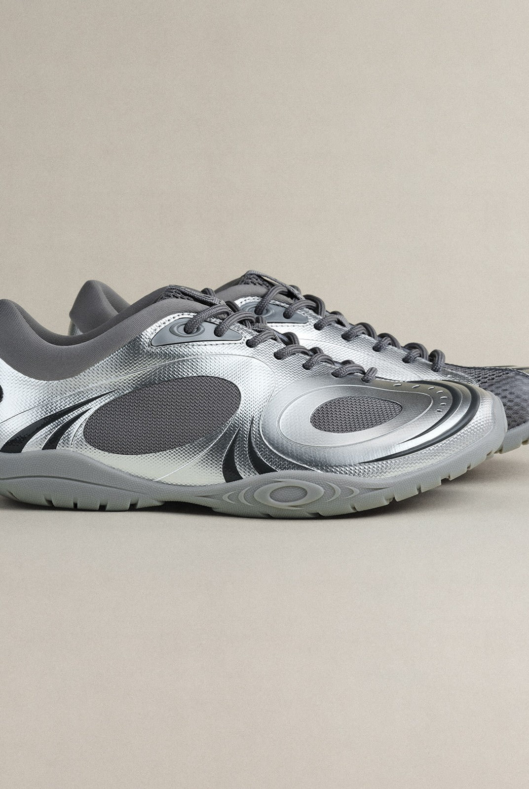 OLDORDER Metallic Chunky Track Sneakers in Silver