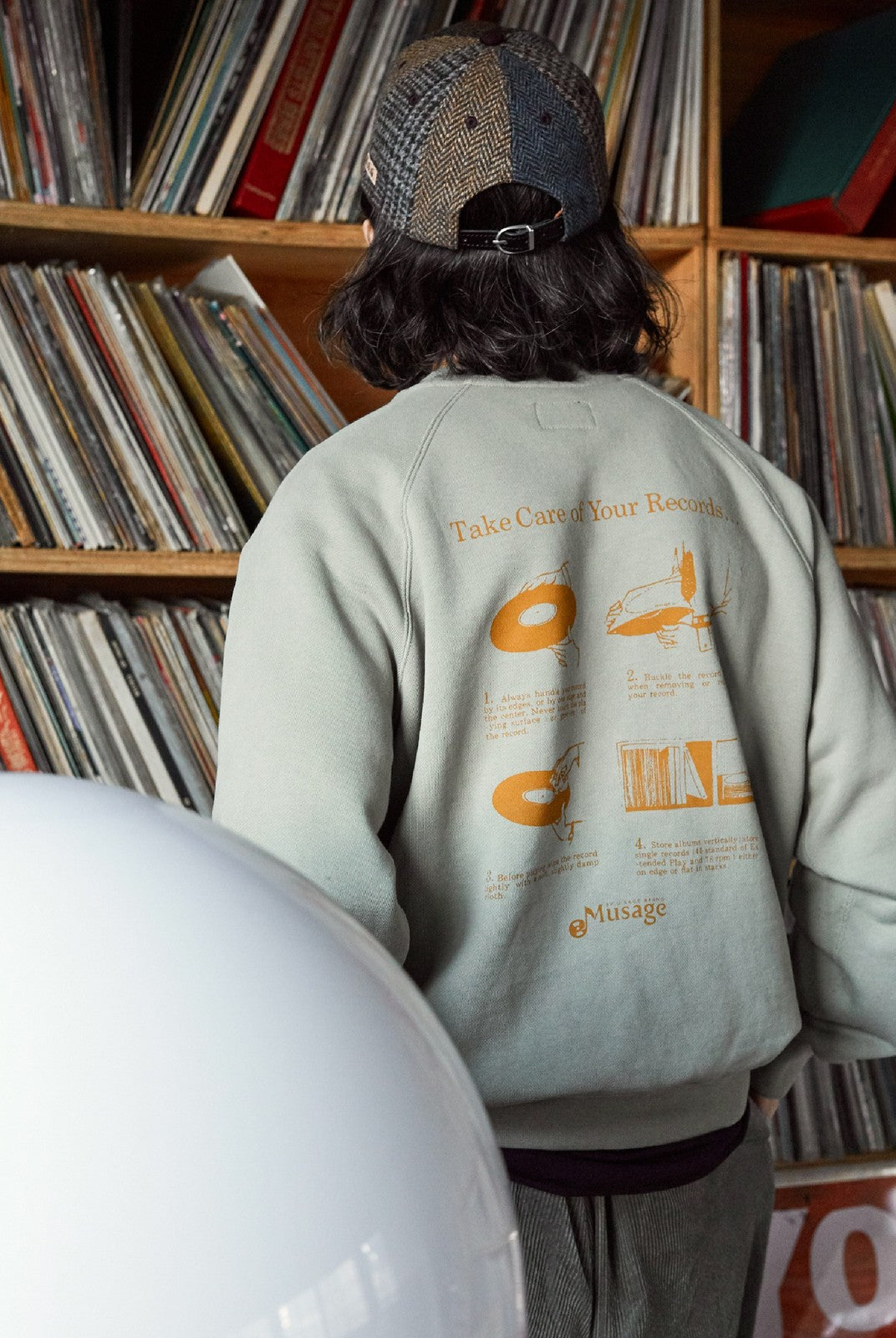 USAGE Heavyweight Raglan Graphic Sweatshirt in Mint - On Model