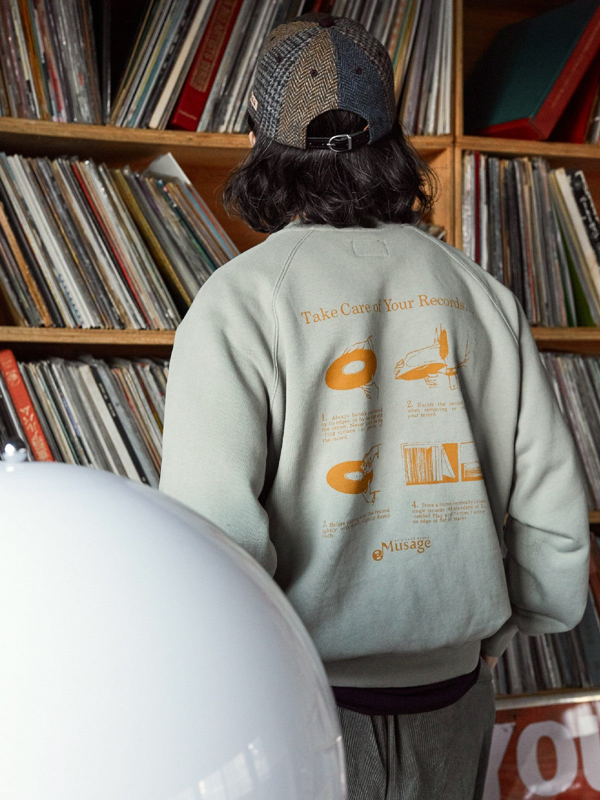 USAGE Heavyweight Raglan Graphic Sweatshirt in Mint - On Model