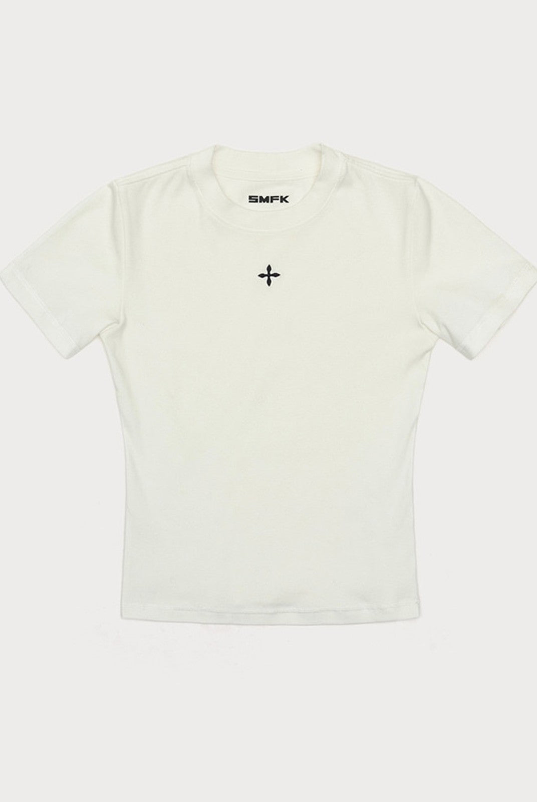 SMFK Embroidered Cross Crewneck Tee in White