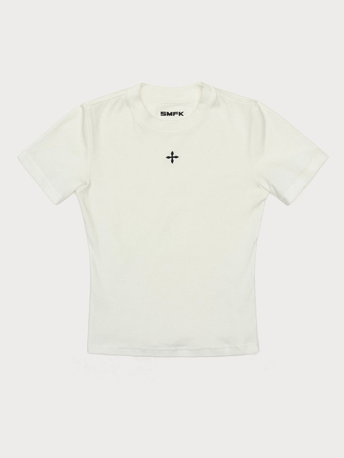 SMFK Embroidered Cross Crewneck Tee in White
