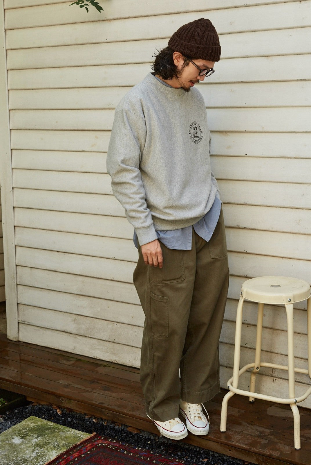 USAGE Reversible Sorona Blend Sweatshirt in Gray - On Male Model