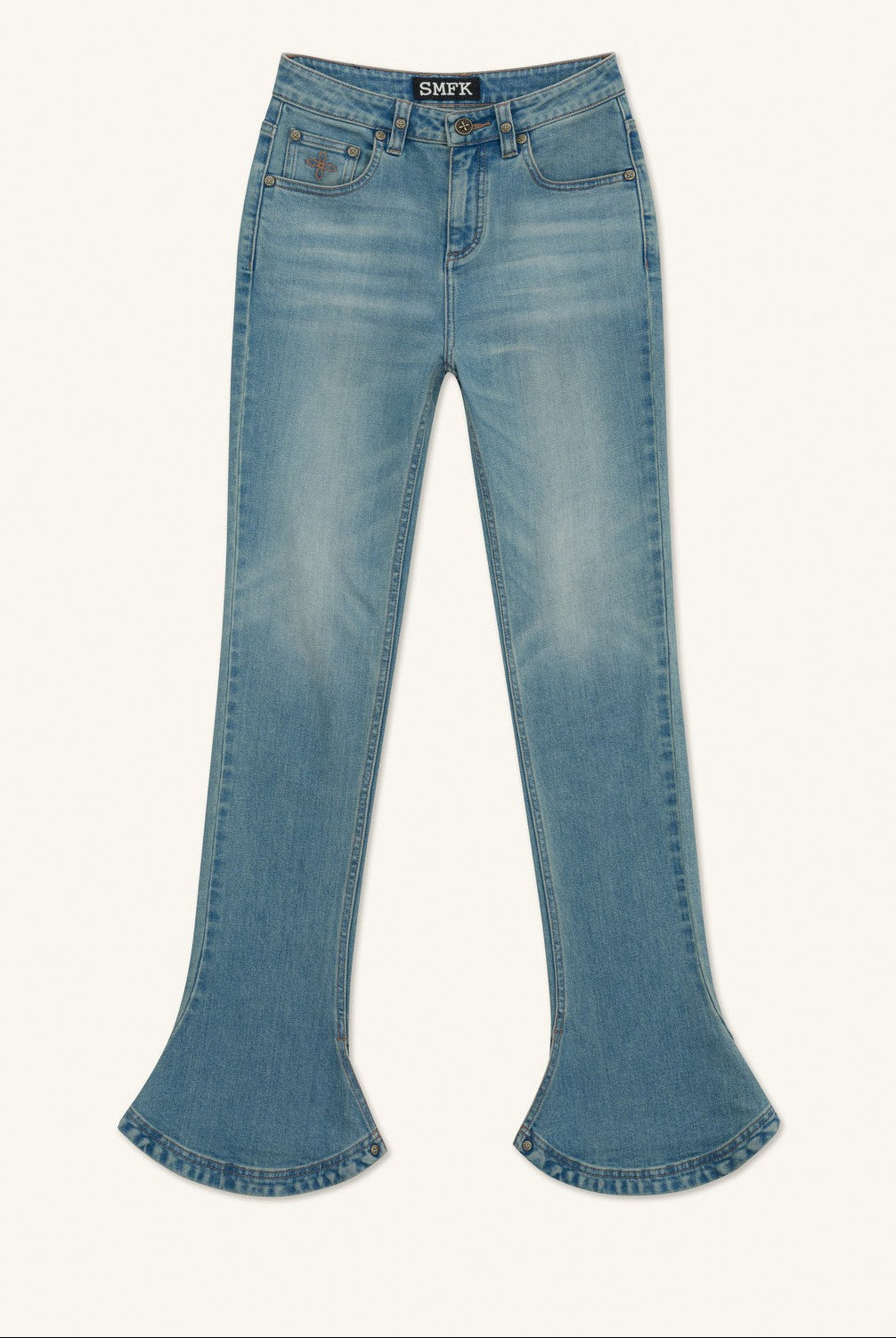 SMFK High Waisted Horseshoe Flare Jeans in Blue