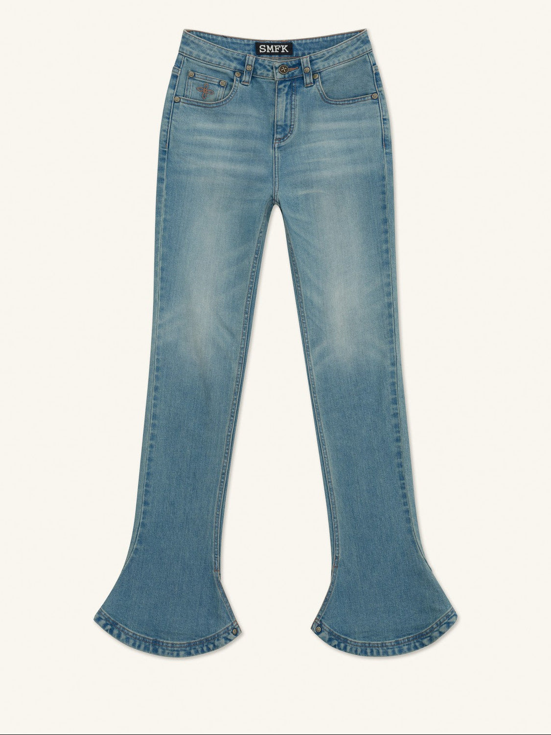 SMFK High Waisted Horseshoe Flare Jeans in Blue