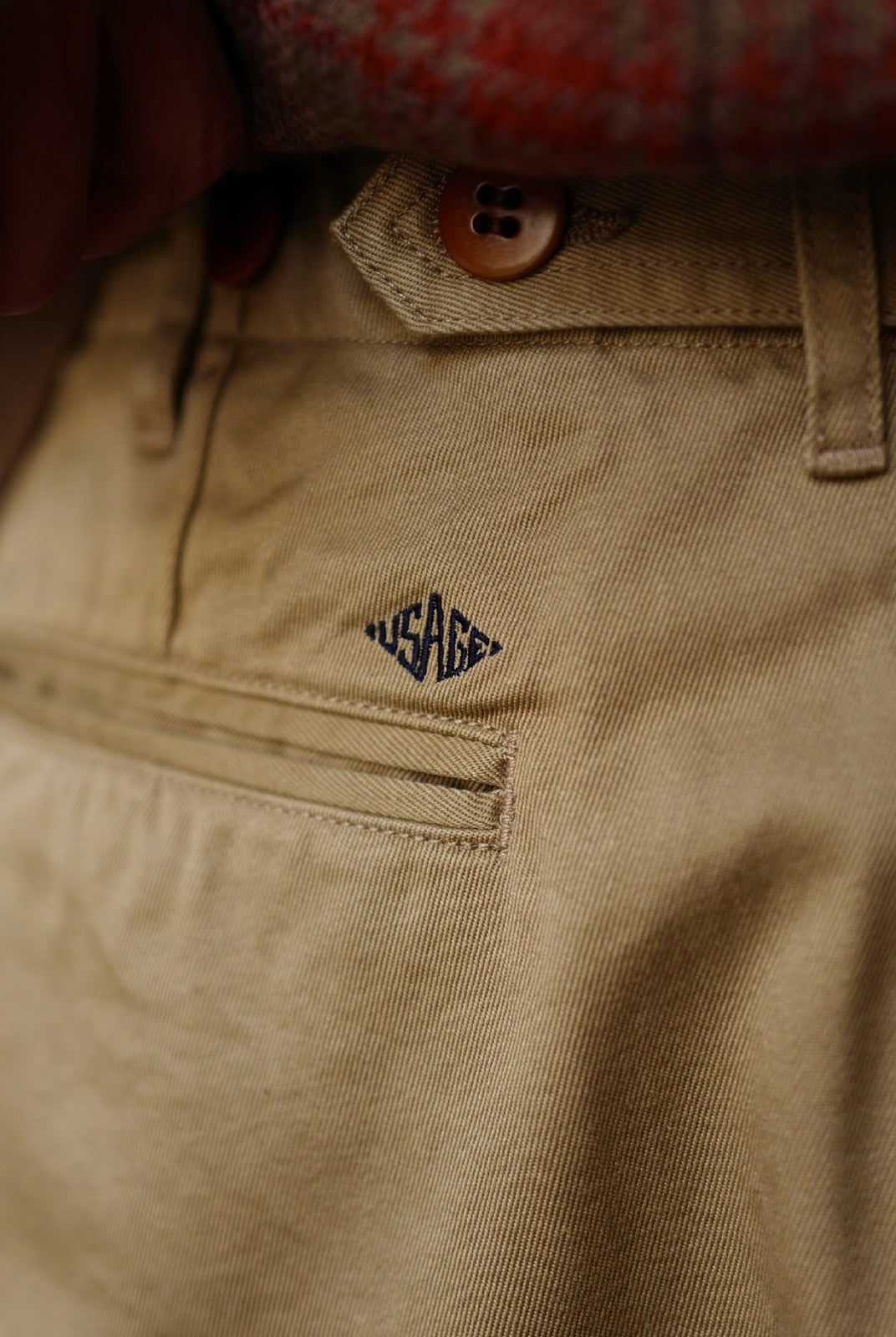 USAGE Heavyweight Cotton Twill Chinos in Khaki - On Model
