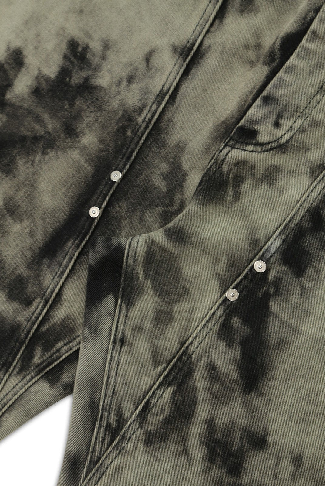 SOD Hand Tie Dye Distressed Straight Jeans in Gray - Detail