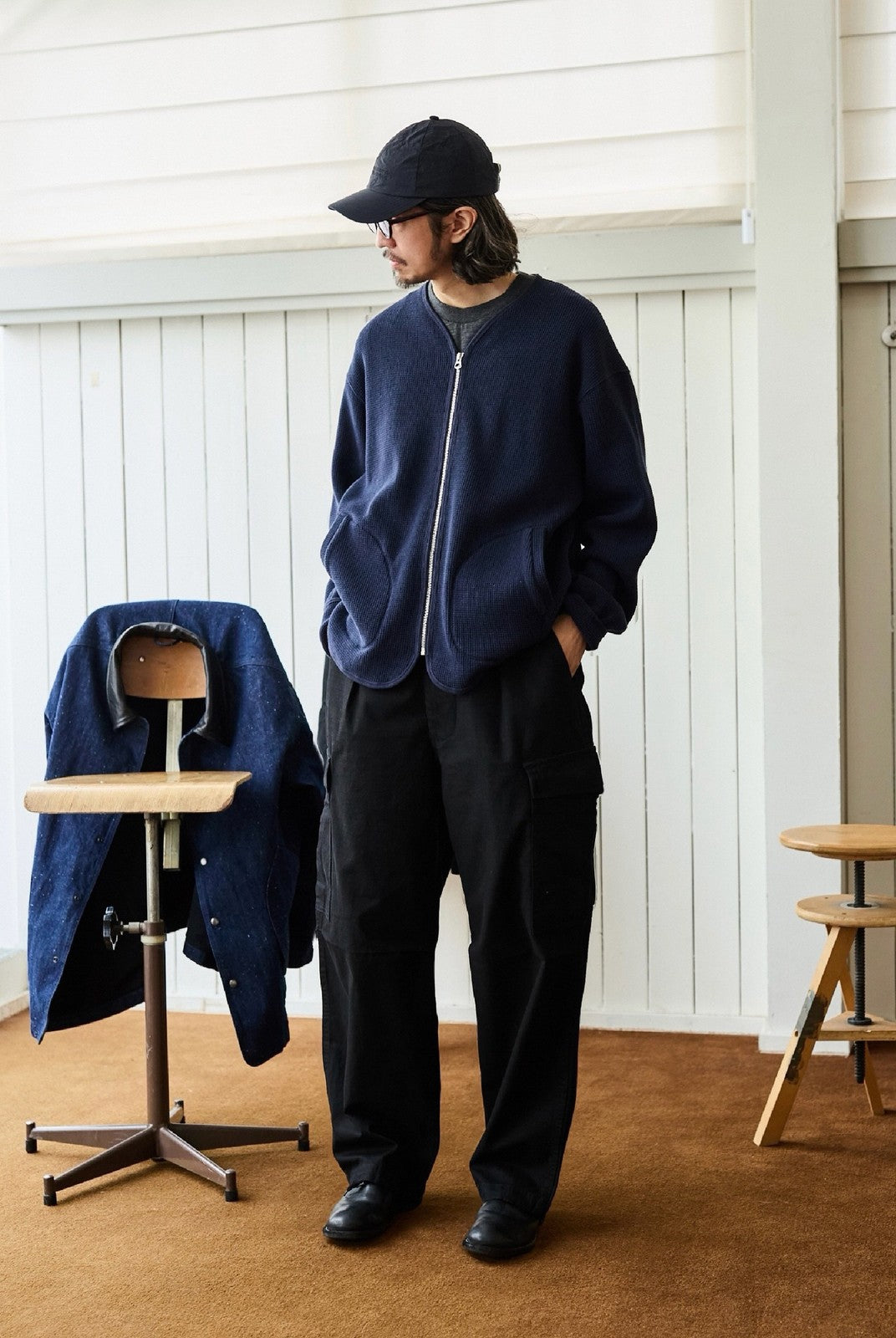 USAGE Heavyweight Ripstop M51 Cargo Pants in Black - On Male Model