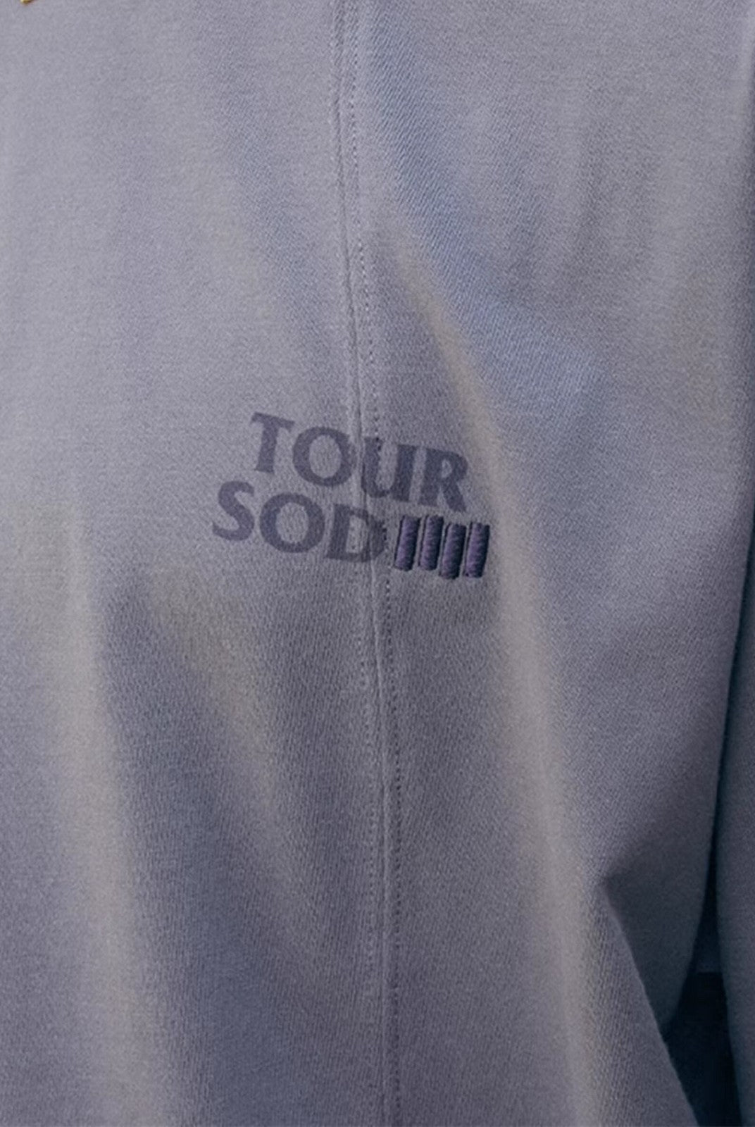 SOD Deconstructed Panel Cotton T Shirt in Purple - On Model