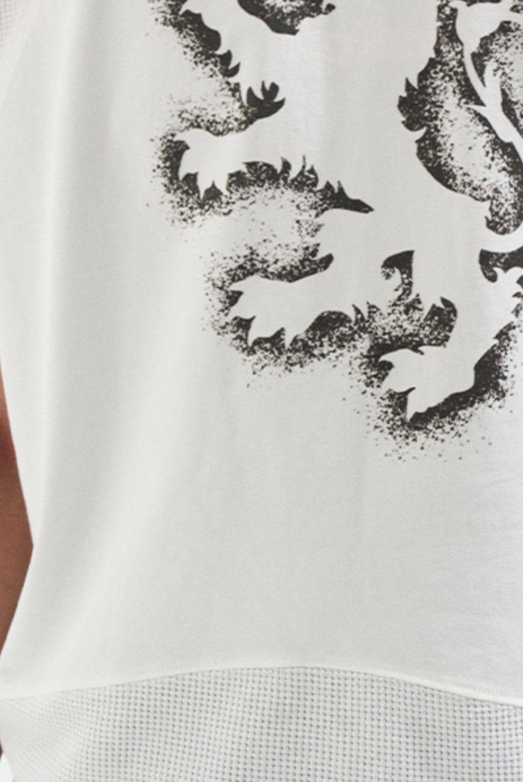 BLINDNOPLAN Sorona Panelled Graphic T Shirt in Blue - On Male Model