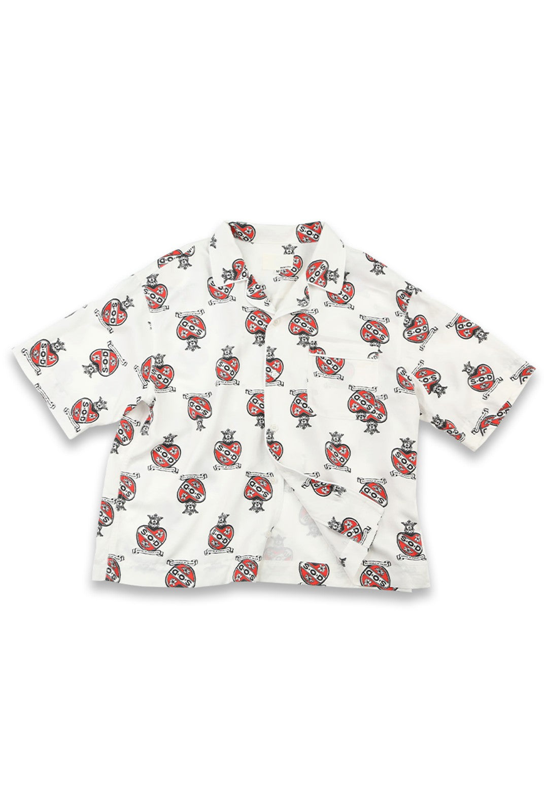 SOD Sacred Heart Rayon Hawaiian Shirt in White