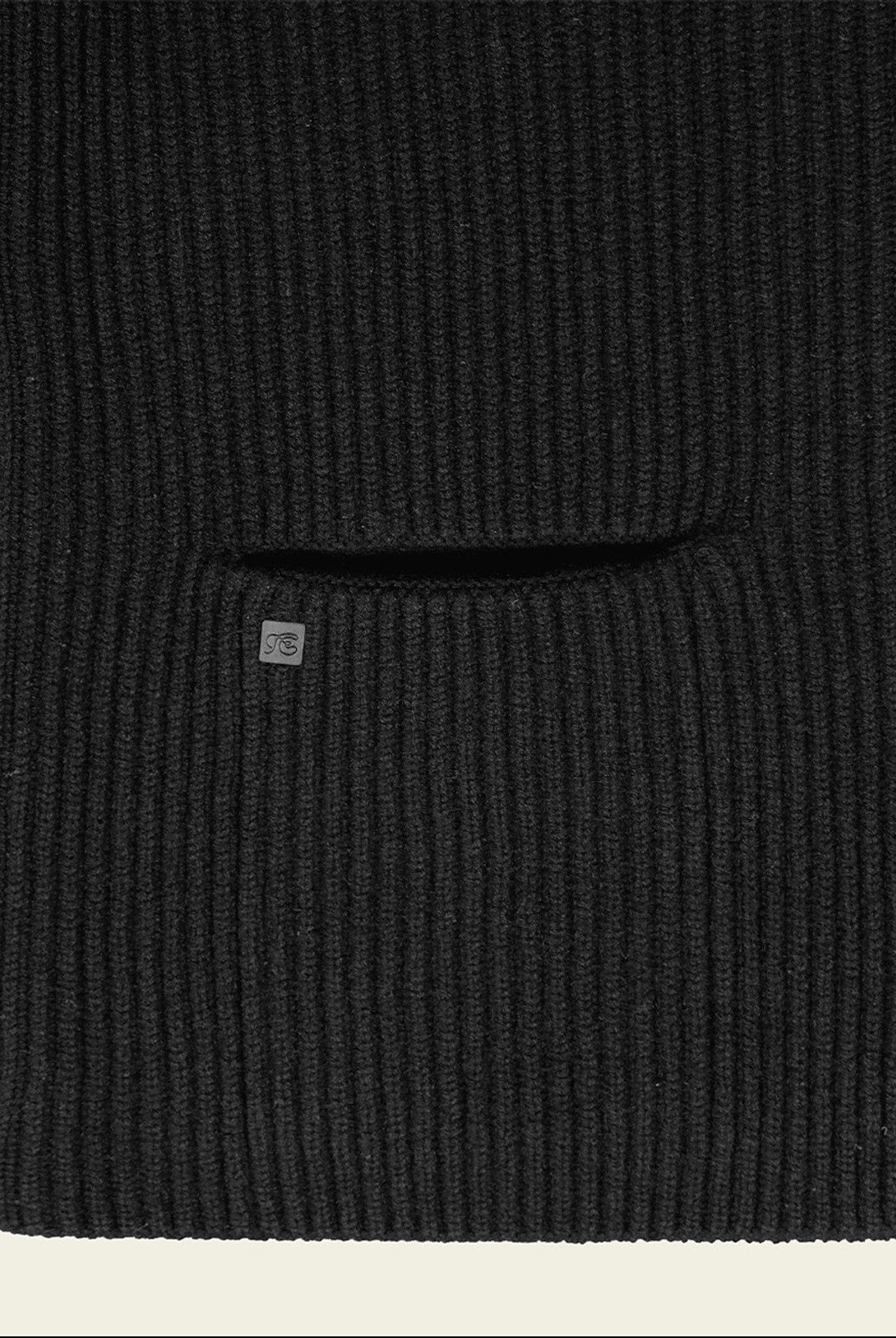 FaxCopyExpress Ribbed Wool Yak Zip Cardigan in Black - Detail