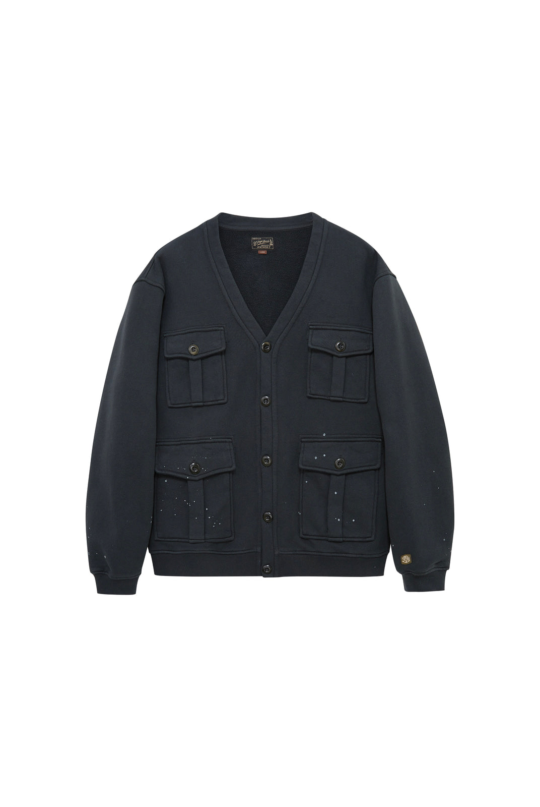 USAGE Cotton Safari Pocket Cardigan Sweatshirt in Navy Blue