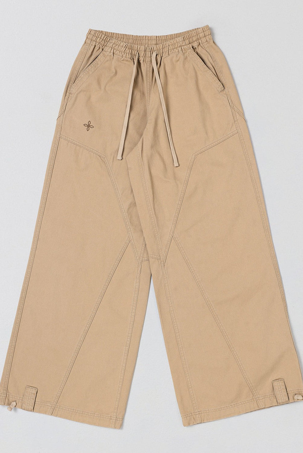 SMFK Wide Leg Cotton Cargo Sweatpants in Beige