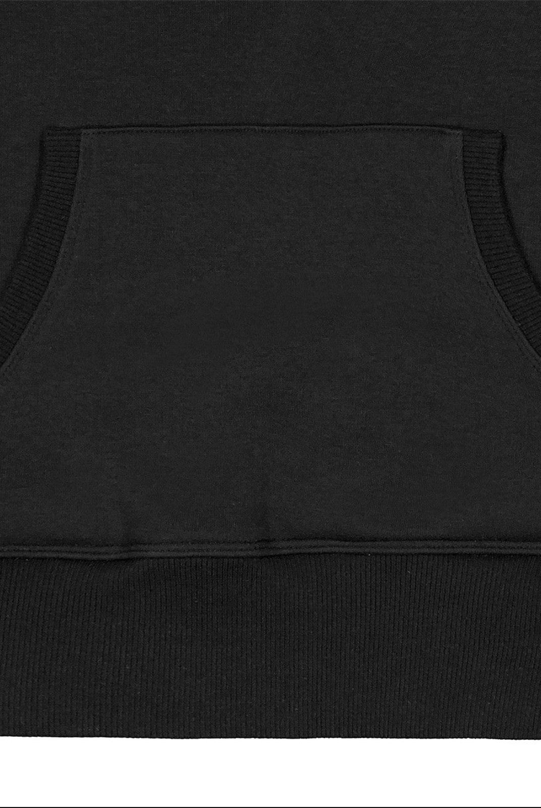 FaxCopyExpress Fleece Lined Deep V Neck Hoodie in Black - Detail