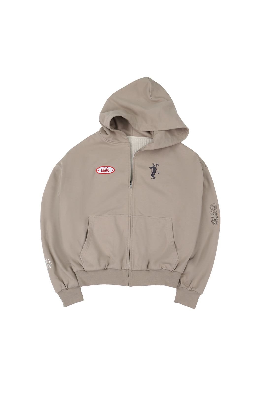 SOD Reversible Rhinestone Zip Hoodie in Beige