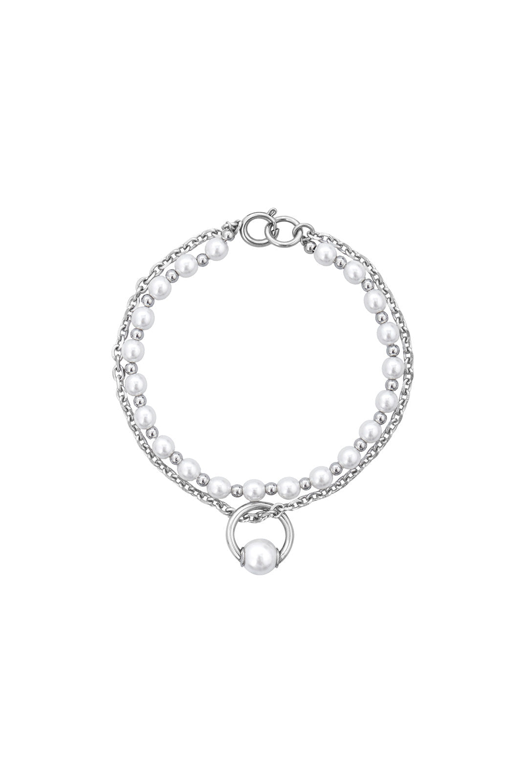 BLACKHEAD Double Layer Pearl Pendant Bracelet in Silver
