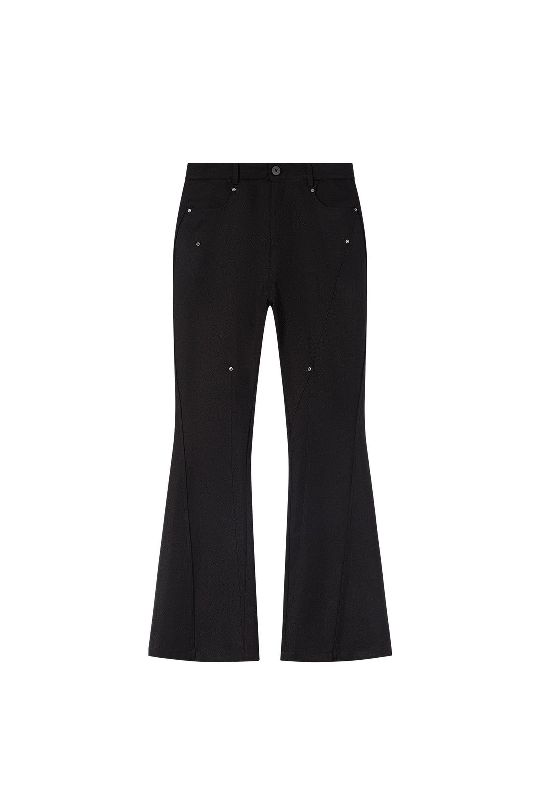 BLINDNOPLAN Diagonal Paneled Trousers with Rivets in Black