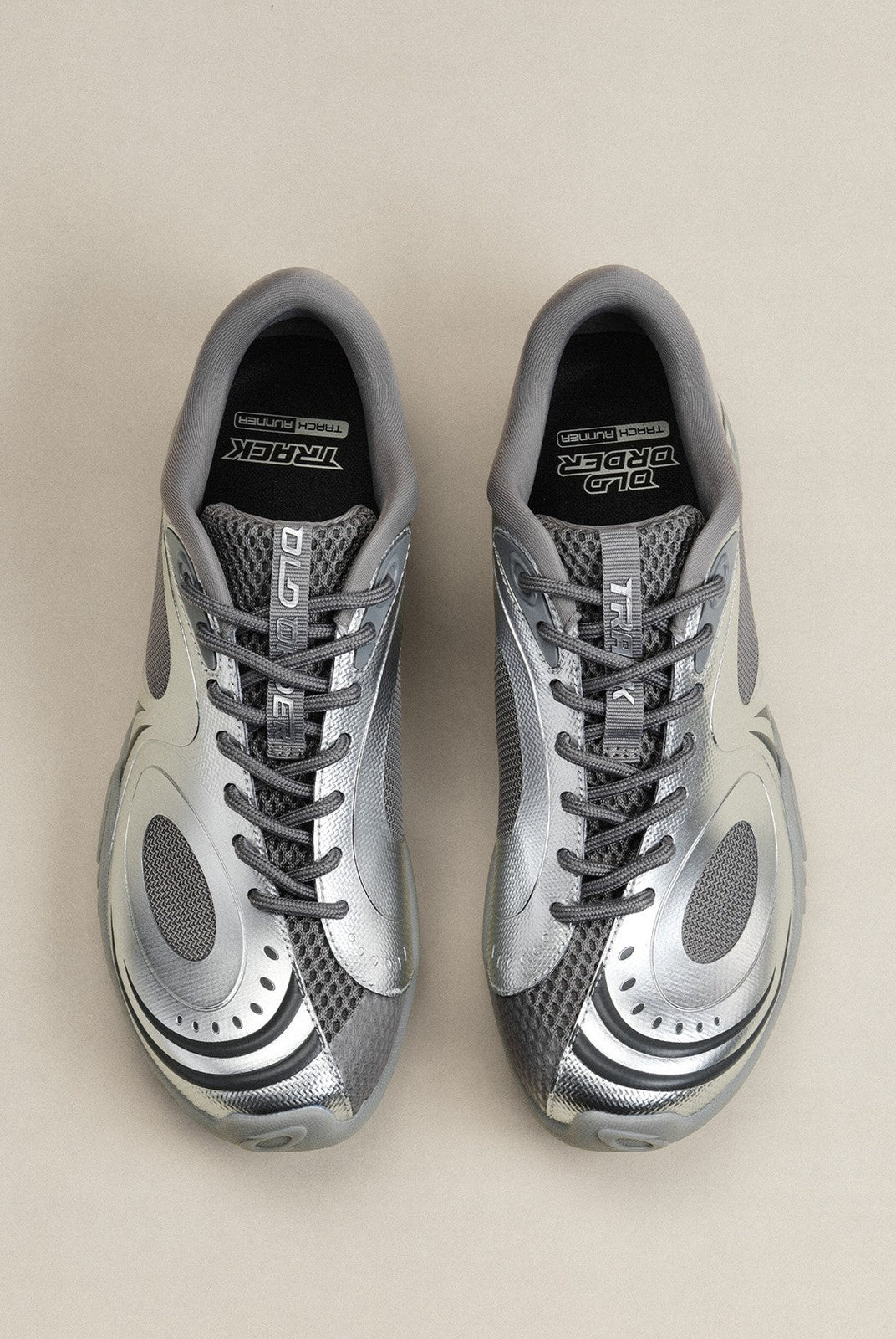 OLDORDER Metallic Chunky Track Sneakers in Silver