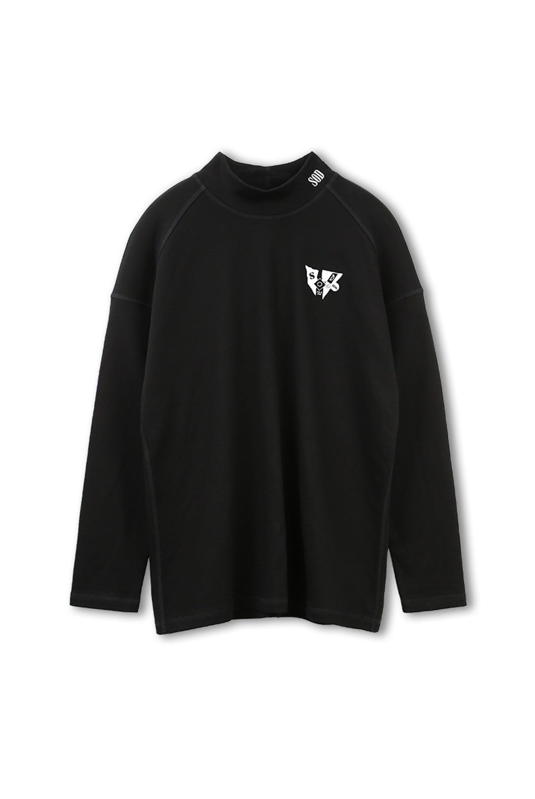 SOD Embroidered Mock Neck Top in Black