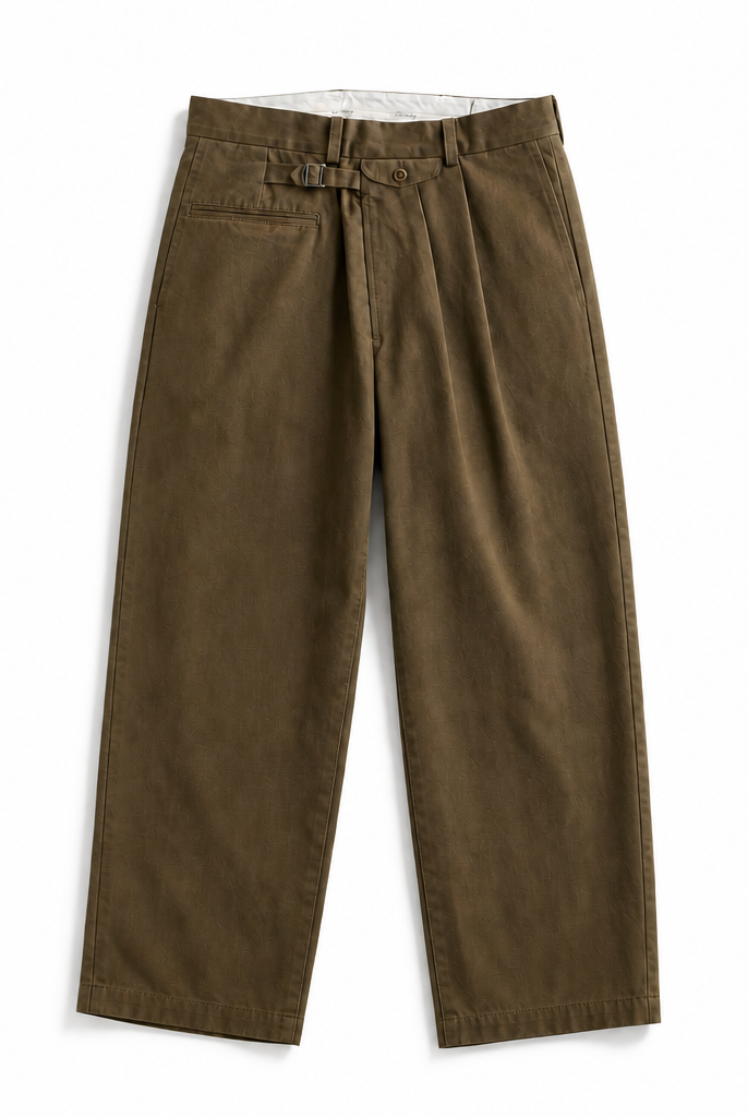 Mingstreet ASC launch still-life | USAGE | Pleated Cotton Twill Chinos | Olive | background_redo_2026-06-21