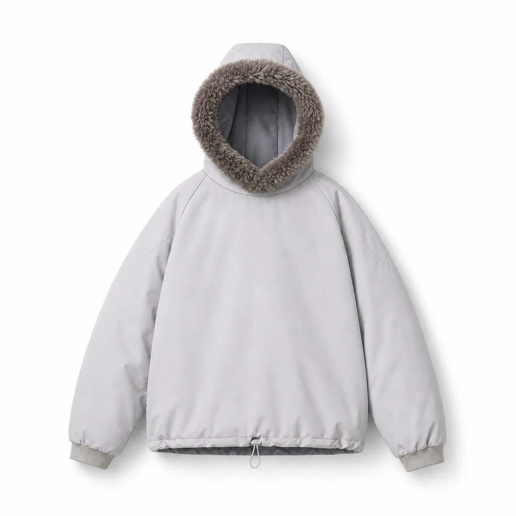 Mingstreet ASC launch still-life | D5ove | Fur Trim Hooded Padded Pullover | Gray | background_redo_2026-06-21
