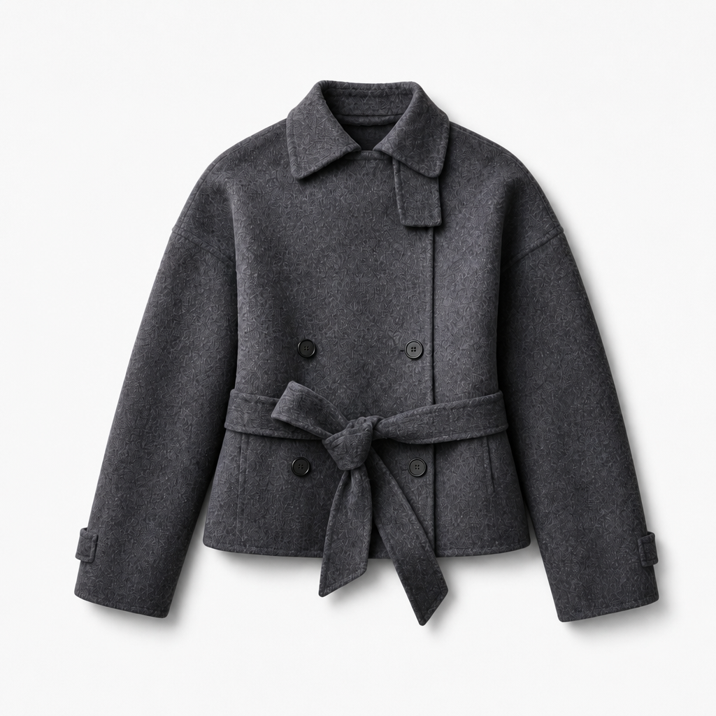 Mingstreet ASC launch still-life | RARELY ALIKE | Belted Double Breasted Short Wool Coat | Gray | background_redo_2026-06-21