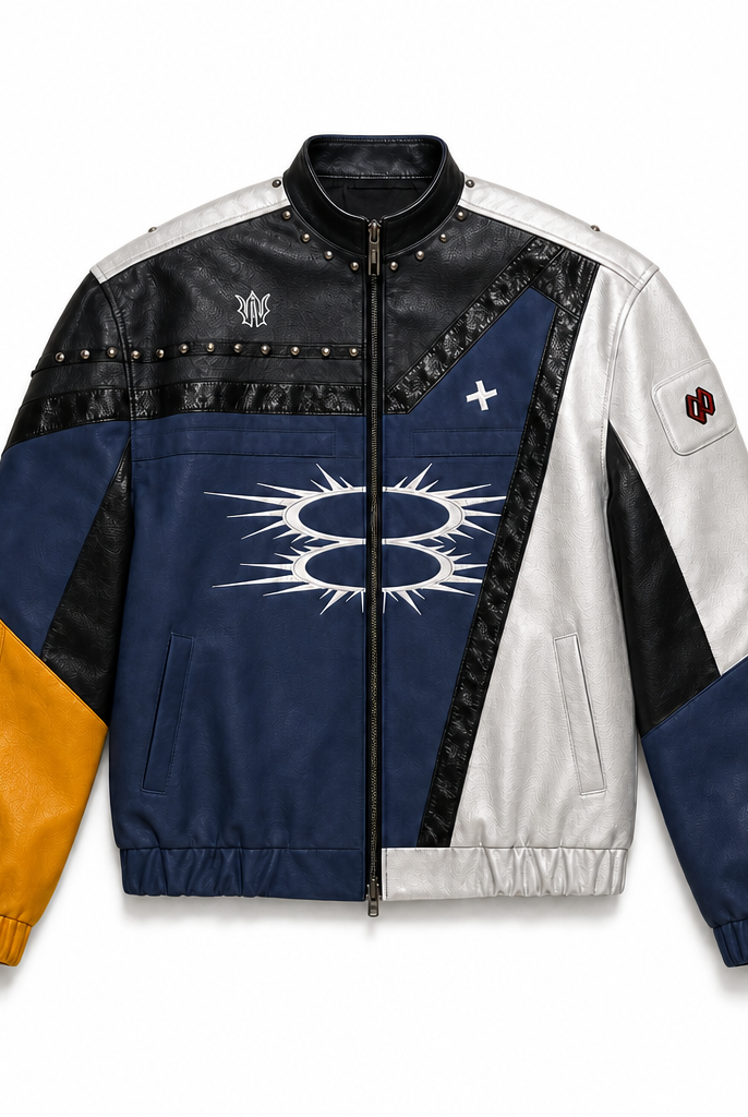 Mingstreet ASC launch still-life | BLINDNOPLAN | Color Blocked Faux Leather Biker Jacket | Black | background_redo_2026-06-21