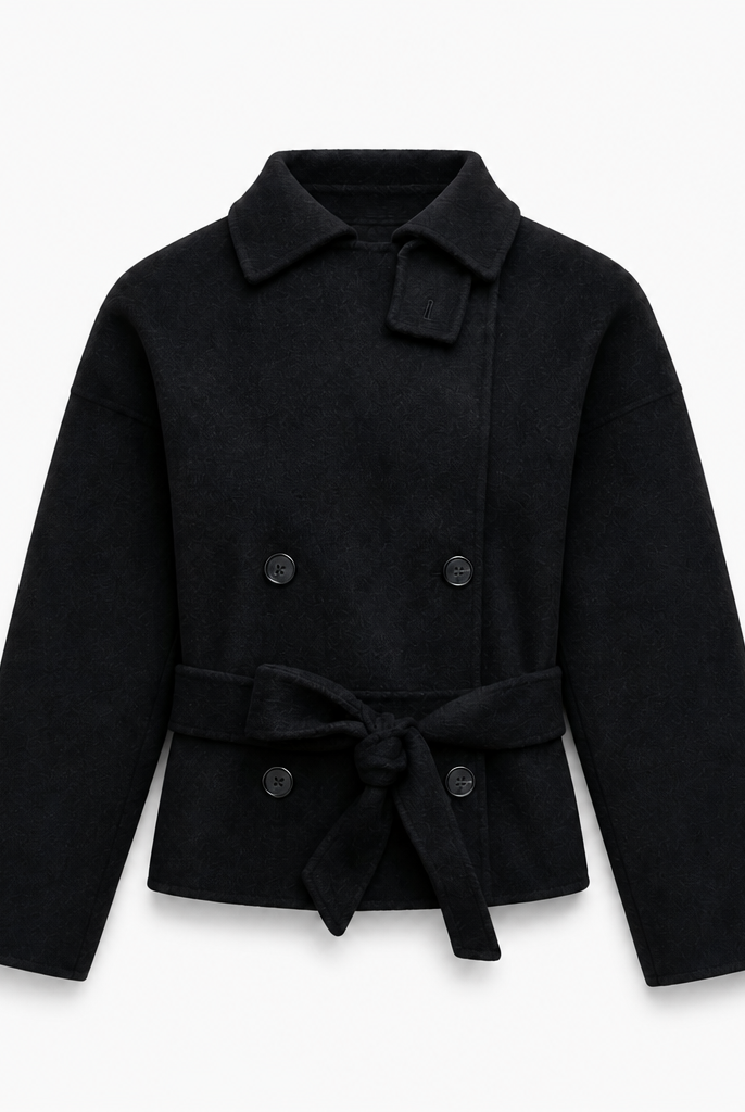 Mingstreet ASC launch still-life | RARELY ALIKE | Belted Double Breasted Short Wool Coat | Black | background_redo_2026-06-21