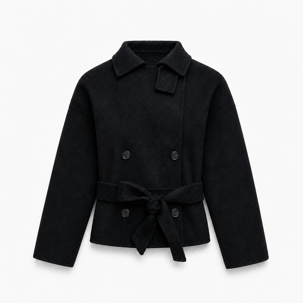 Mingstreet ASC launch still-life | RARELY ALIKE | Belted Double Breasted Short Wool Coat | Black | background_redo_2026-06-21