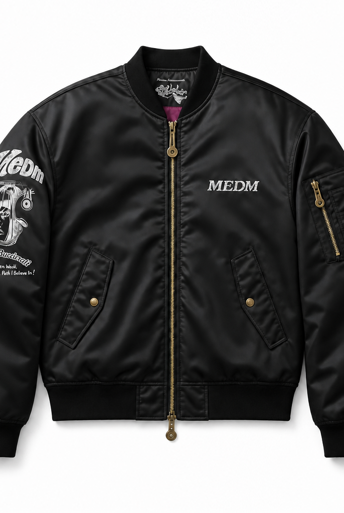 Mingstreet ASC launch still-life | MEDM | JoJo Collab Graphic Puffer Bomber | Black | background_redo_2026-06-21