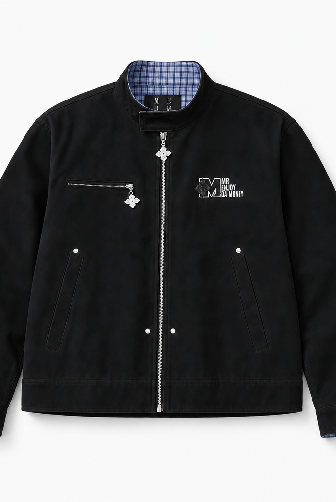 Mingstreet ASC launch still-life | MEDM | Plaid Collar Cotton Zip Up Jacket | Black | background_redo_2026-06-21