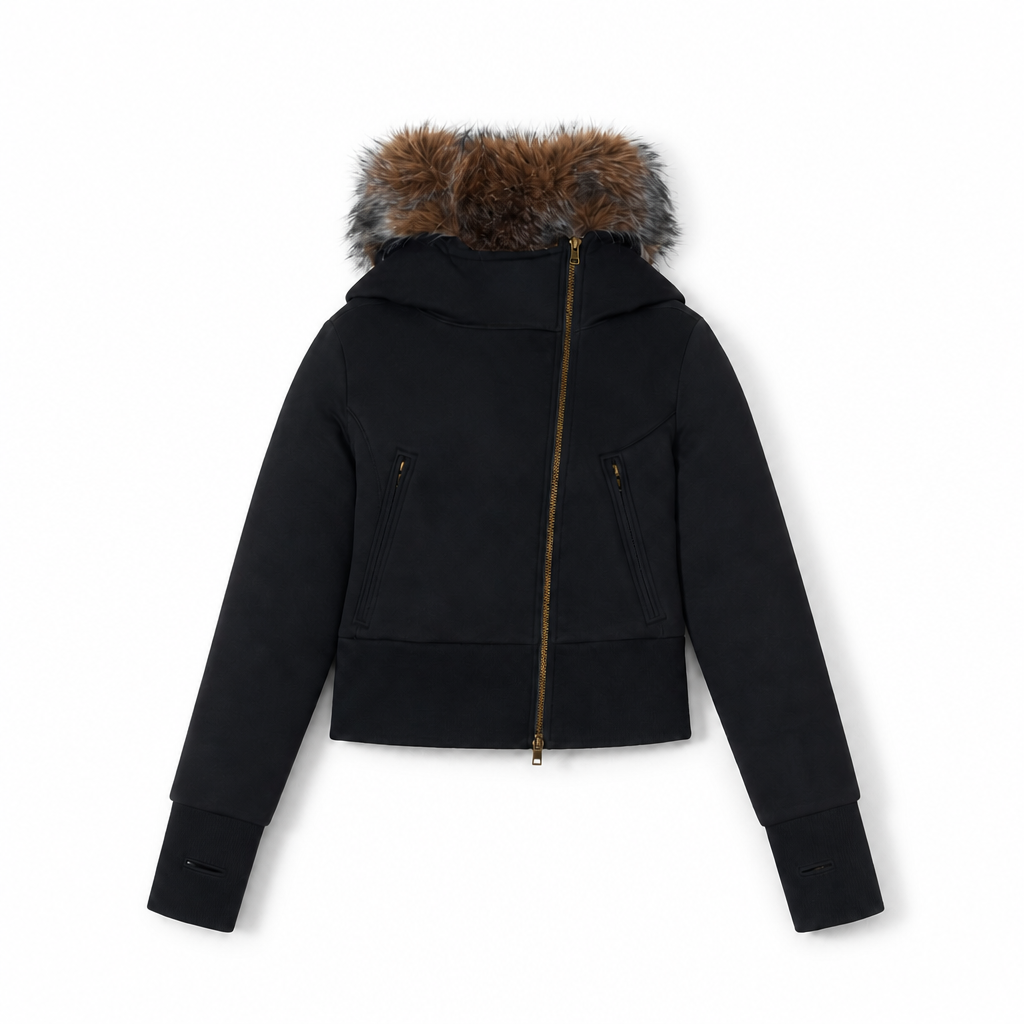 Mingstreet ASC launch still-life | RARELY ALIKE | Asymmetrical Faux Fur Trim Padded Jacket | Black | background_redo_2026-06-21