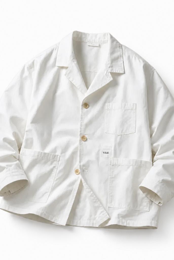 Mingstreet ASC launch still-life | USAGE | Cotton Workwear Shirt Jacket | White | background_redo_2026-06-21
