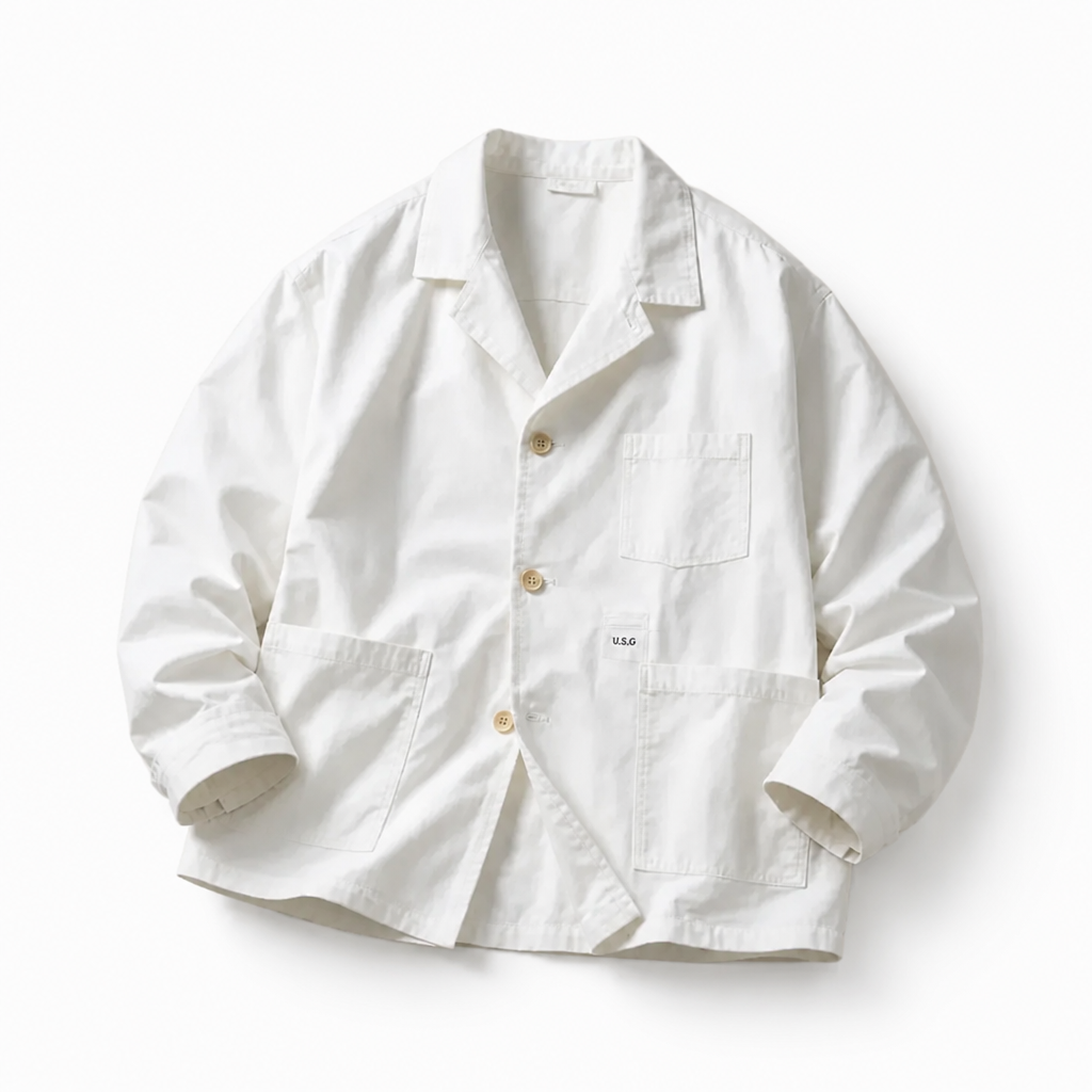 Mingstreet ASC launch still-life | USAGE | Cotton Workwear Shirt Jacket | White | background_redo_2026-06-21