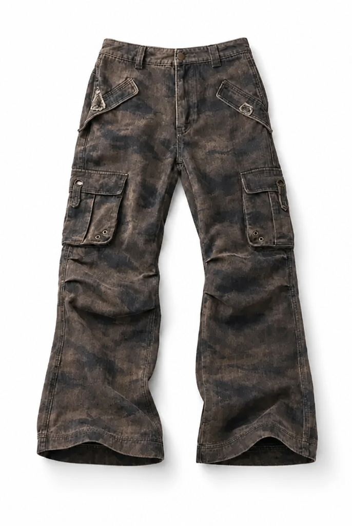 Mingstreet ASC launch still-life | BEERBRO | Washed Camo Micro Flare Cargo Pants | Brown | background_redo_2026-06-21