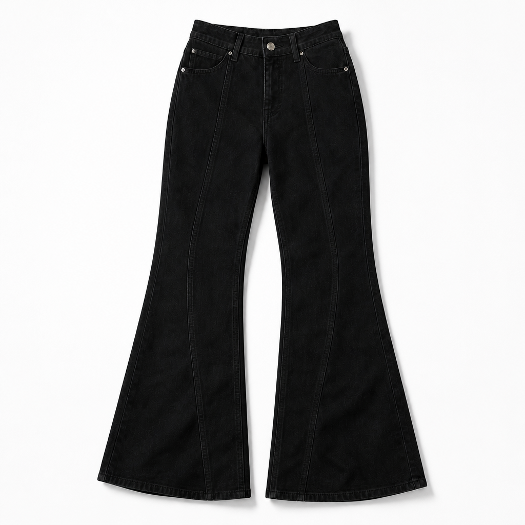 Mingstreet ASC launch still-life | RARELY ALIKE | Curved Seam Denim Flare Jeans | Black | background_redo_2026-06-21