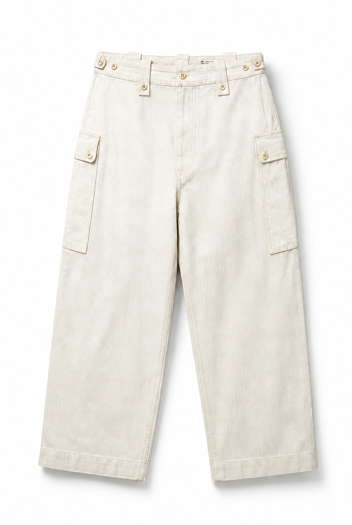 Mingstreet ASC launch still-life | USAGE | Heavyweight Herringbone Cargo Pants | White | background_redo_2026-06-21