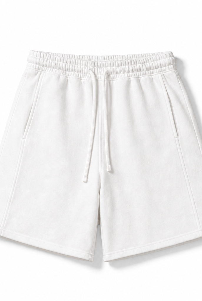 Mingstreet ASC launch still-life | RARELY ALIKE | Cotton Drawstring Sweat Shorts | White | background_redo_2026-06-21