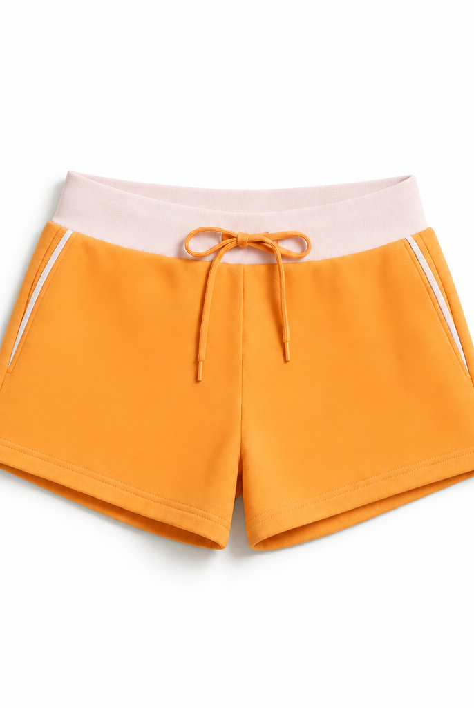 Mingstreet ASC launch still-life | RARELY ALIKE | Color Block Cotton Blend Sweatshorts | Orange | background_redo_2026-06-21