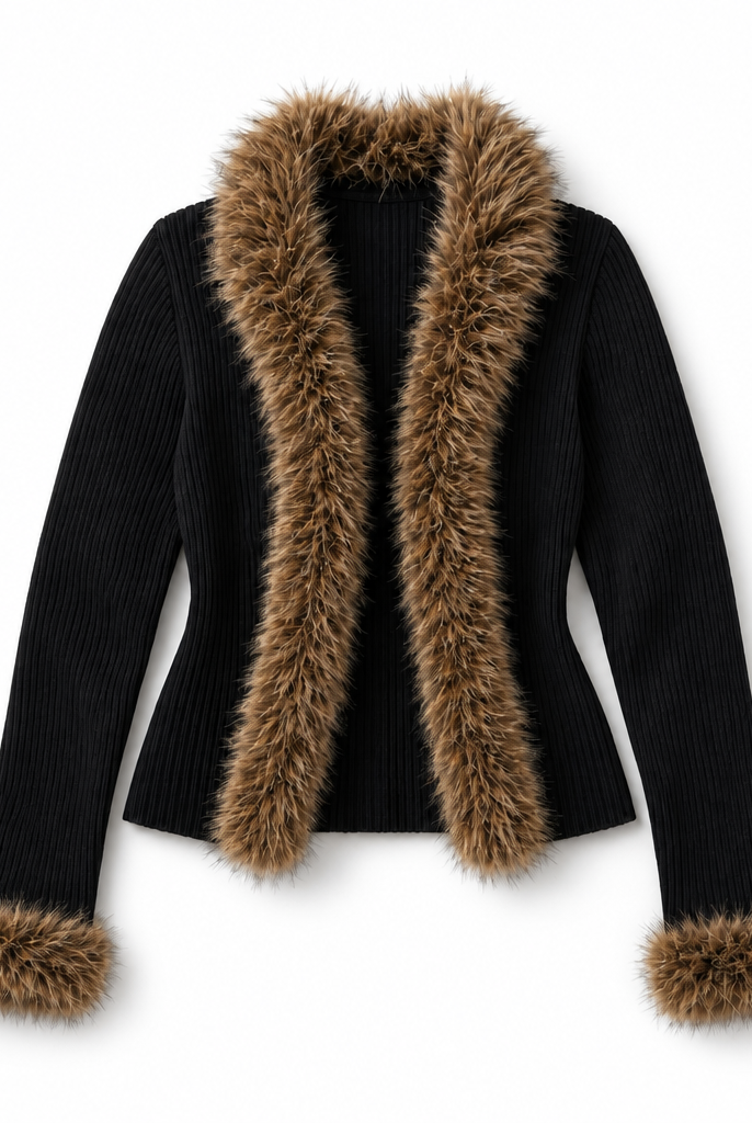 Mingstreet ASC launch still-life | BEERBRO | Faux Fur Trim Ribbed Cardigan | Black | background_redo_2026-06-21