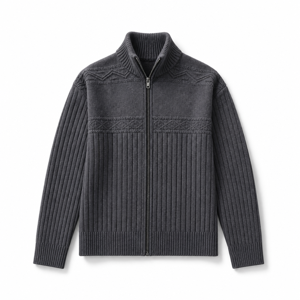 Mingstreet ASC launch still-life | JCAESAR STUDIO | Ribbed Jacquard Zip Up Sweater | Gray | background_redo_2026-06-21