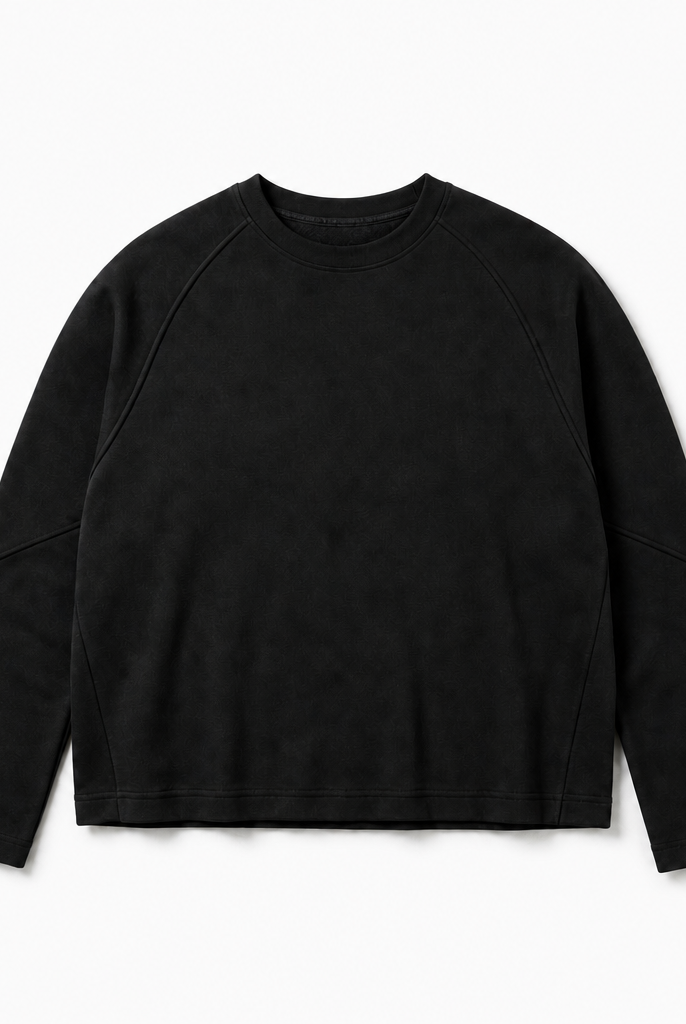 Mingstreet ASC launch still-life | JCAESAR STUDIO | Structural Seam Viscose Sweatshirt | Black | background_redo_2026-06-21