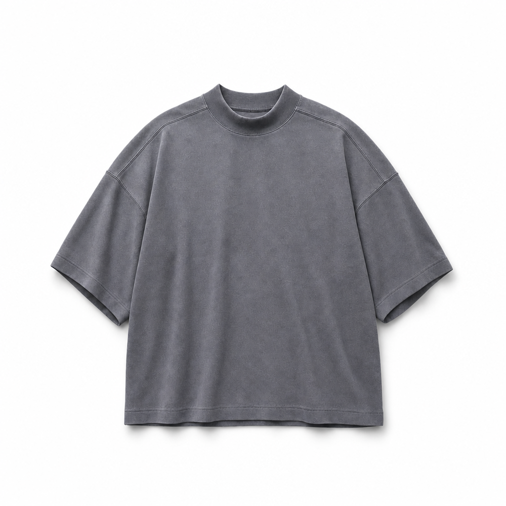 Mingstreet ASC launch still-life | D5ove | Boxy Mock Neck Cotton T Shirt | Gray | background_redo_2026-06-21
