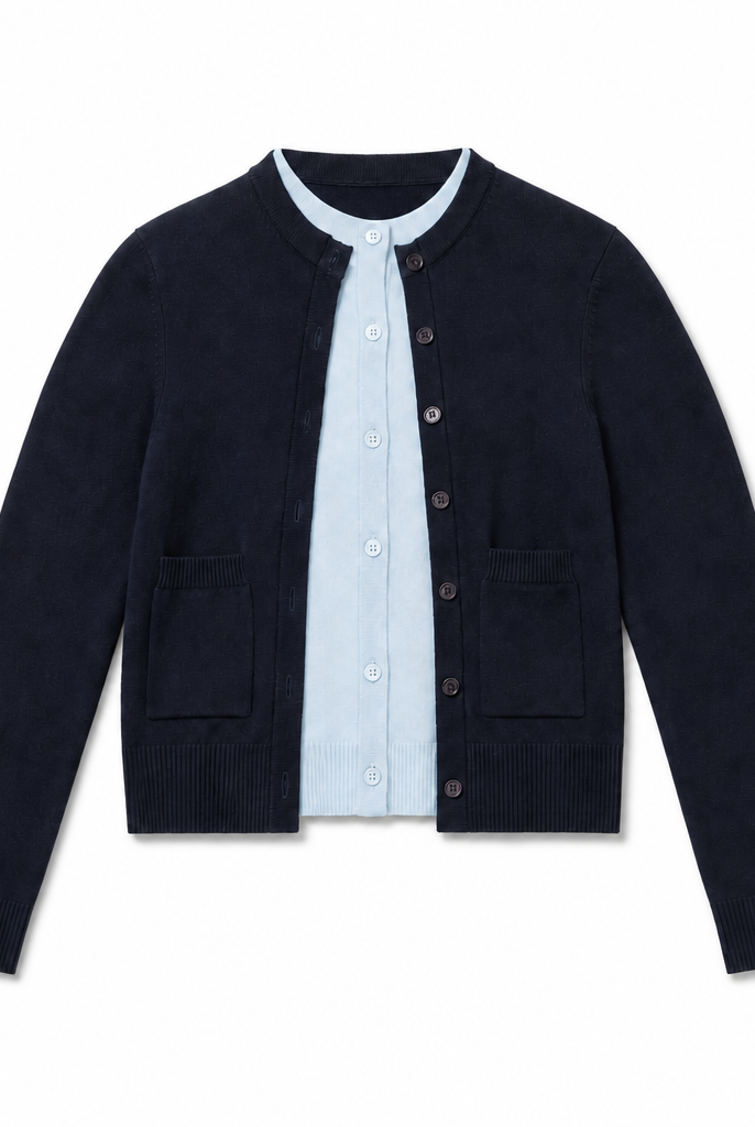 Mingstreet ASC launch still-life | RARELY ALIKE | Wool Color Block Layered Cardigan | Navy Blue | background_redo_2026-06-21