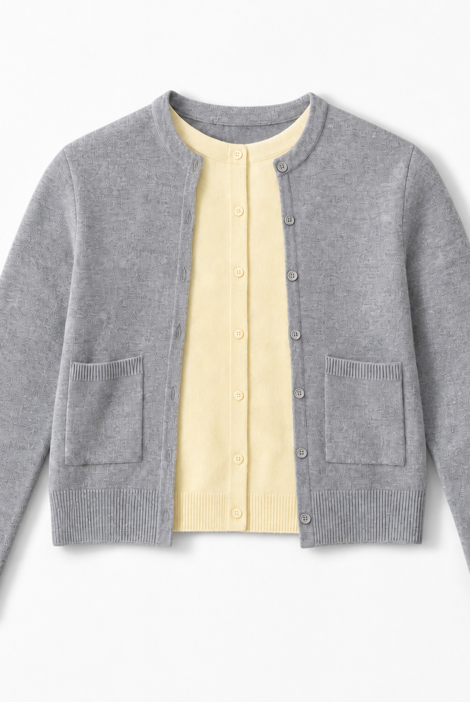 Mingstreet ASC launch still-life | RARELY ALIKE | Wool Color Block Layered Cardigan | Gray | background_redo_2026-06-21