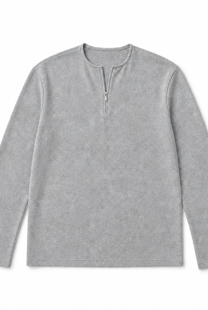 Mingstreet ASC launch still-life | JCAESAR STUDIO | Half Zip Lyocell Blend Long Sleeve Top | Gray | background_redo_2026-06-21