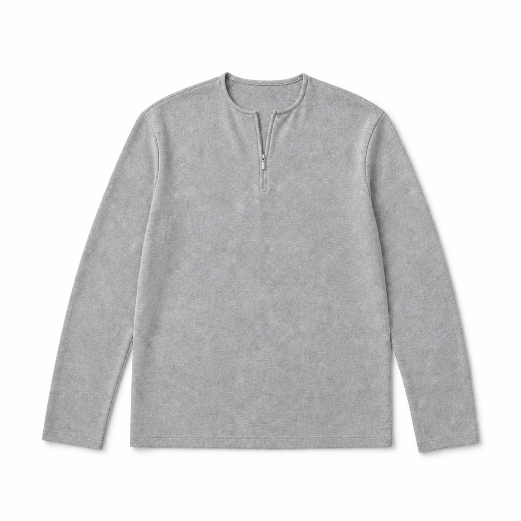 Mingstreet ASC launch still-life | JCAESAR STUDIO | Half Zip Lyocell Blend Long Sleeve Top | Gray | background_redo_2026-06-21