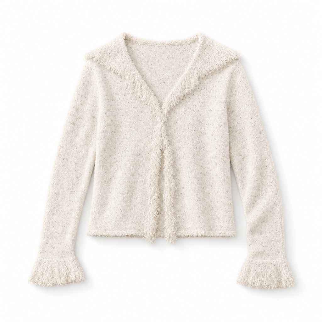 Mingstreet ASC launch still-life | BEERBRO | Raw Edge Textured Knit Cardigan | White | background_redo_2026-06-21