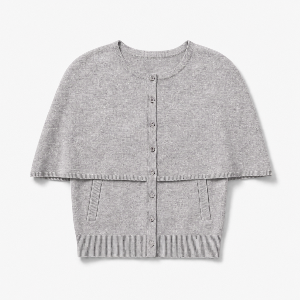 Mingstreet ASC launch still-life | RARELY ALIKE | Mock Two Piece Cape Knit Cardigan | Gray | background_redo_2026-06-21